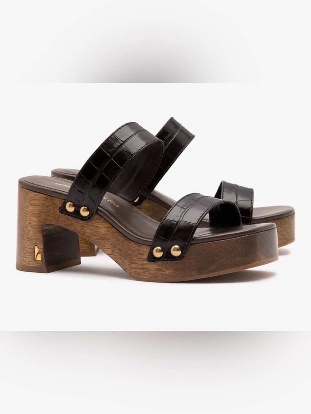 LARROUDÉ X KENNETH COLE: SANDAL DARK OAK CROCO LEATHER 7